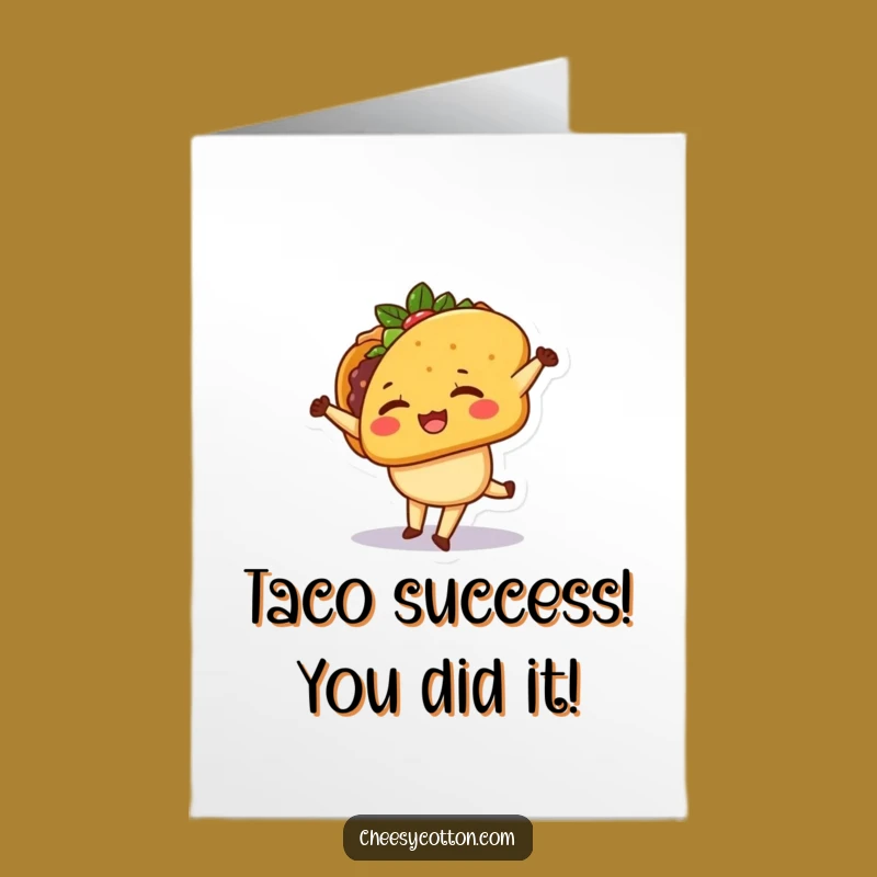 Free Printable Kawaii Taco Congratulations Card: Winking Cartwheel Fun Downloadable