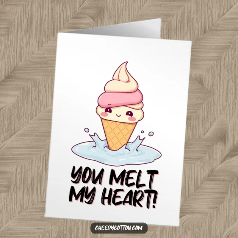 Funny Free Printable Congrats Card: An ecstatic ice cream cone splashing joyfully in a puddle, celebrating success.