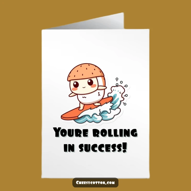 Free Printable Congrats Sushi Card: Surfer Vibes Downloadable for Triumphs