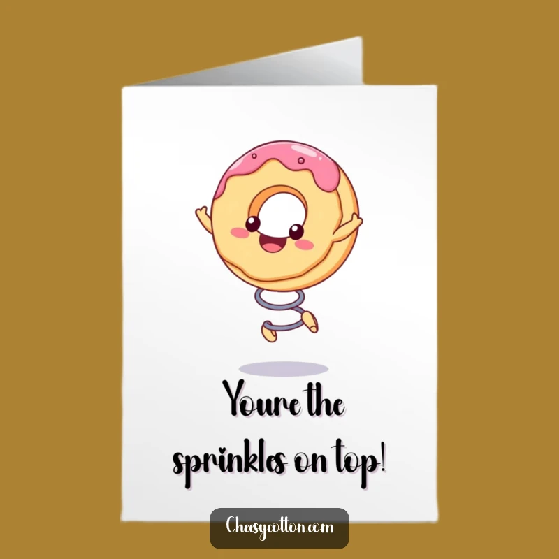 Free Printable Donut Topper Card: Kawaii Bouncing Congrats Downloadable Gift