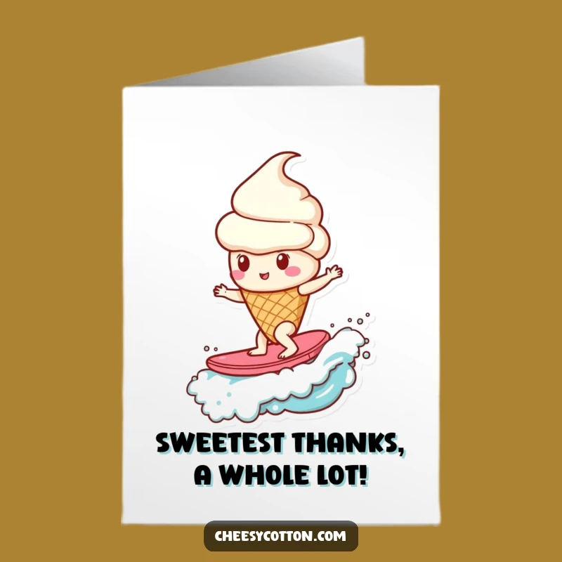Free Printable Funny Thank You Card: Ice Cream Candy Surf Downloadable