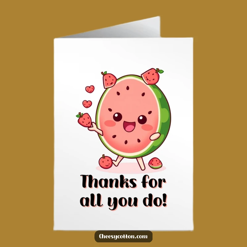 Free Printable Thank You Card: Funny Watermelon Juggling - Sweet Gratitude!