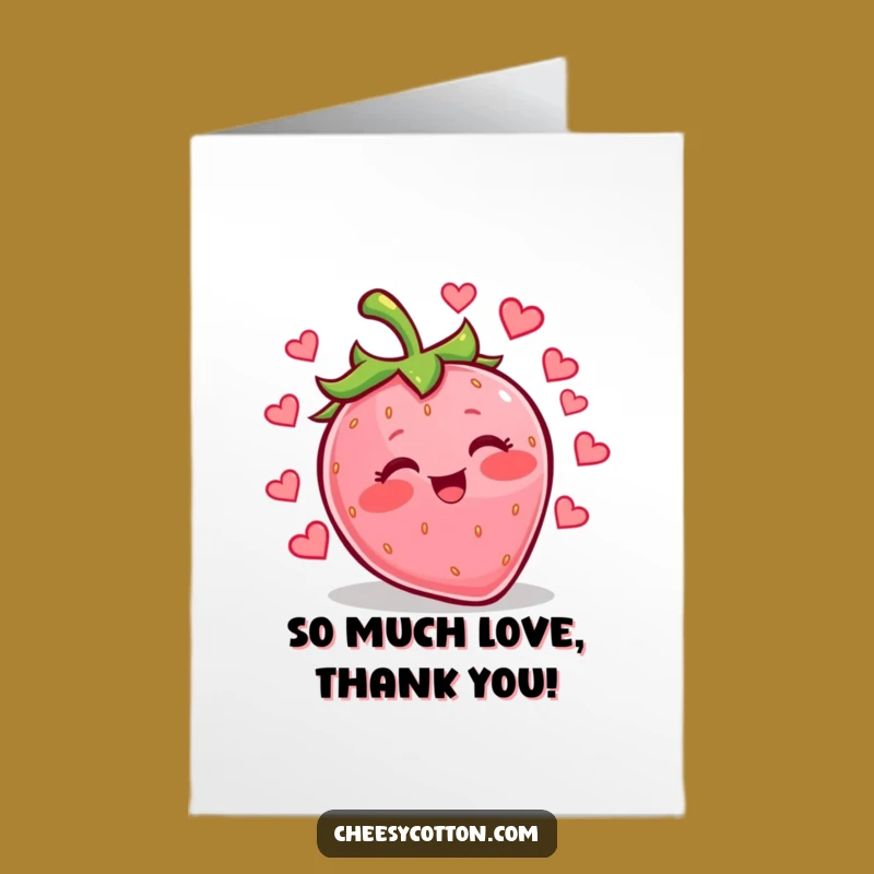 Free Printable Thank You Card: Giggling Strawberry Hearts, Sweet Downloadable Gift for Appreciation