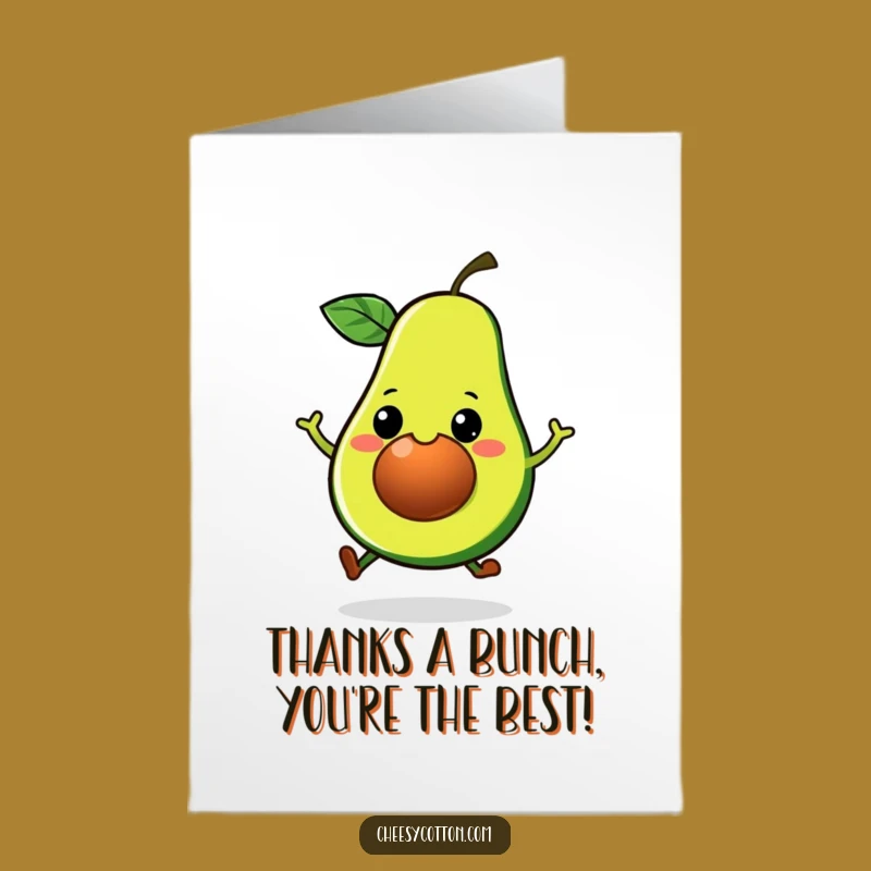 Free Printable Thank You Card: Kawaii Avocado Hop for a Grateful Downloadable Gift