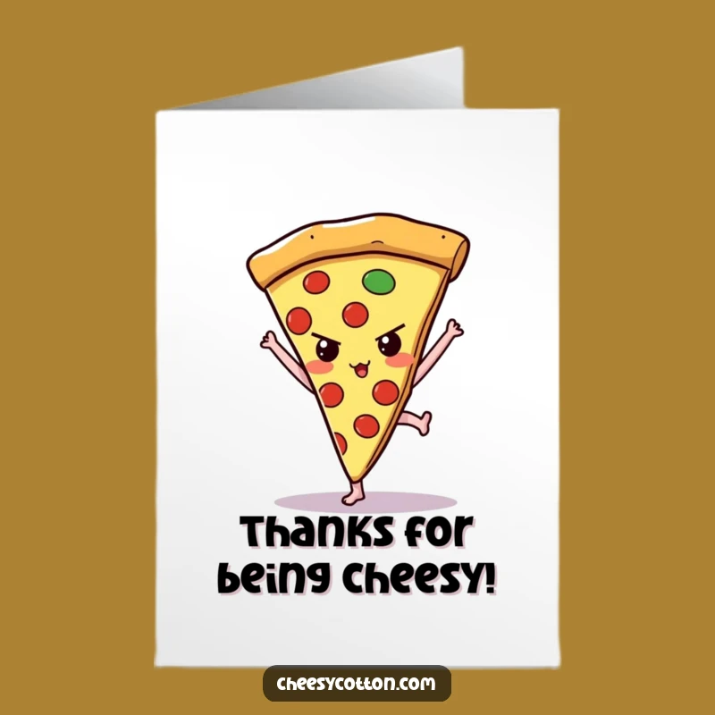Free Printable Thank You Card: Pizza Handstand, Fun Downloadable Gift for Showing Support