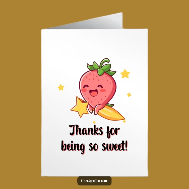 Free Printable Strawberry Thank You Card: Funny DIY Downloadable Gift for Gratitude