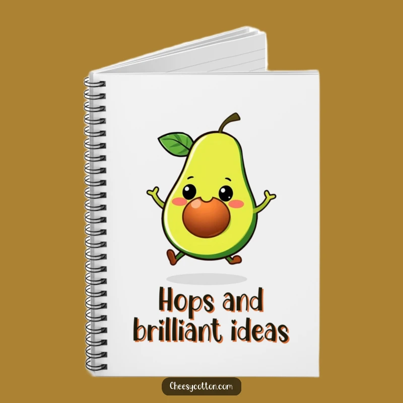 Funny Kawaii Avocado Hop Notebook - Cute Veggie Journal for Happy Notes