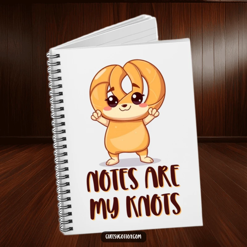 Funny notebook featuring a pretzel character striking a confident pose, inspiring bold thoughts and creative writing.