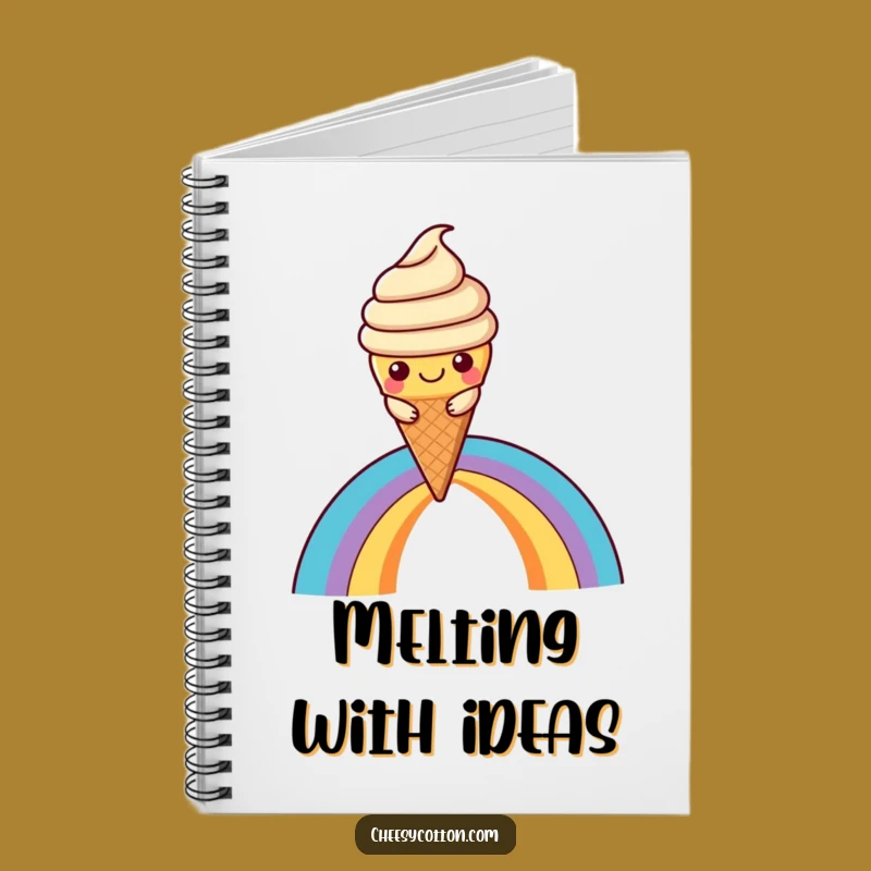 Funny Kawaii Ice Cream Notebook: Jot Down Sweet Ideas! Rainbow Notes, Cute Funny Gift For Students