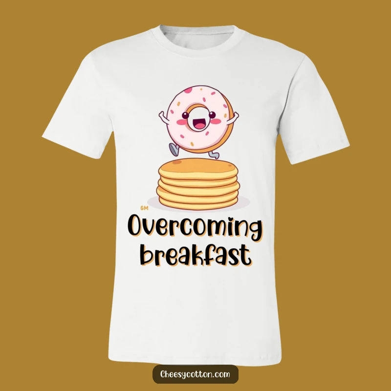 Funny Donut Pancake Leap T-Shirt - Action-Packed Breakfast Gift for Bold Style!