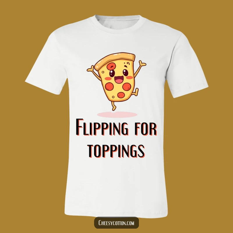 Funny Pizza T-Shirt: Cartwheeling Character Design for a Cheerful Outfit