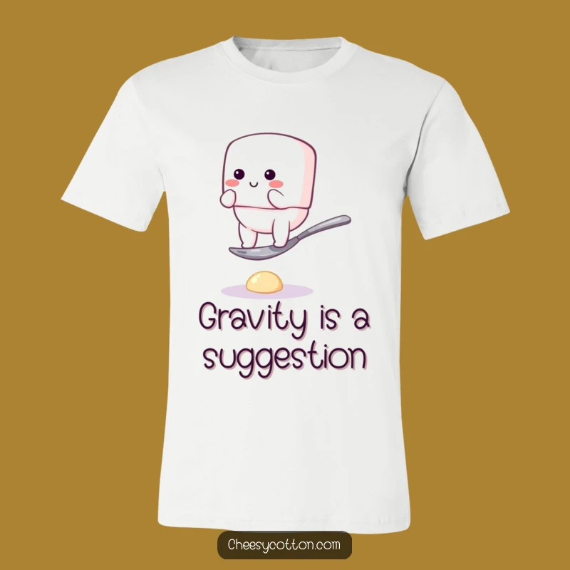 Funny Marshmallow Spoon Struggle T-Shirt: Bouncy Character Comedy Tee Gift