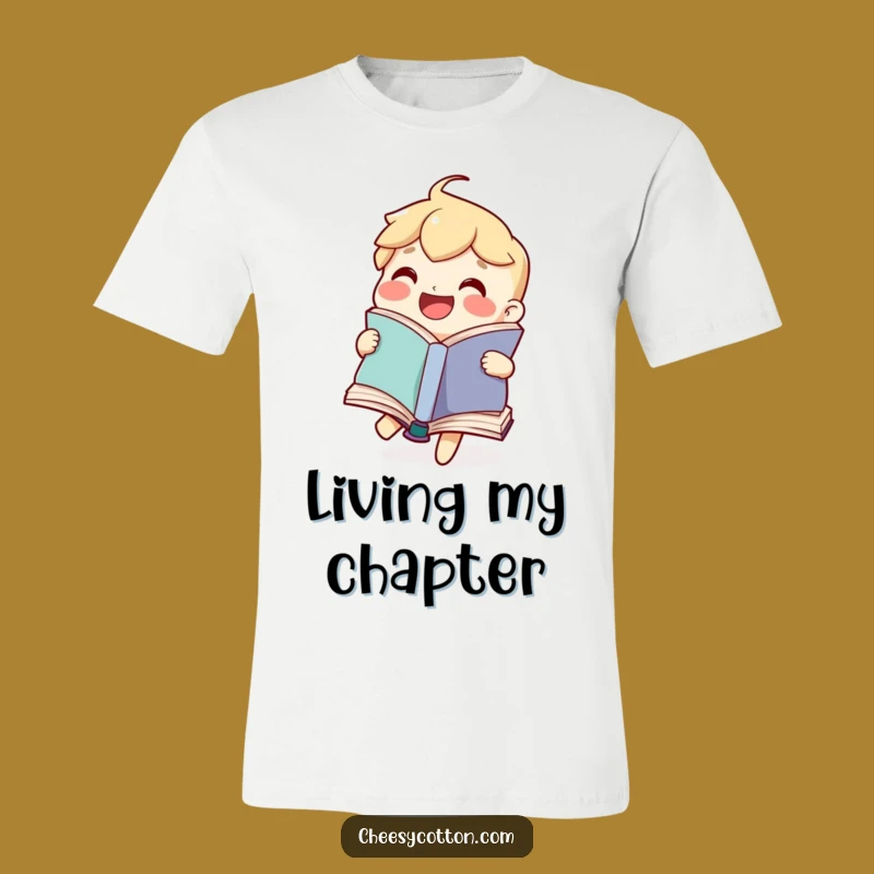 Funny Book T-Shirt: Happy Reader Character Design for Literary Fun