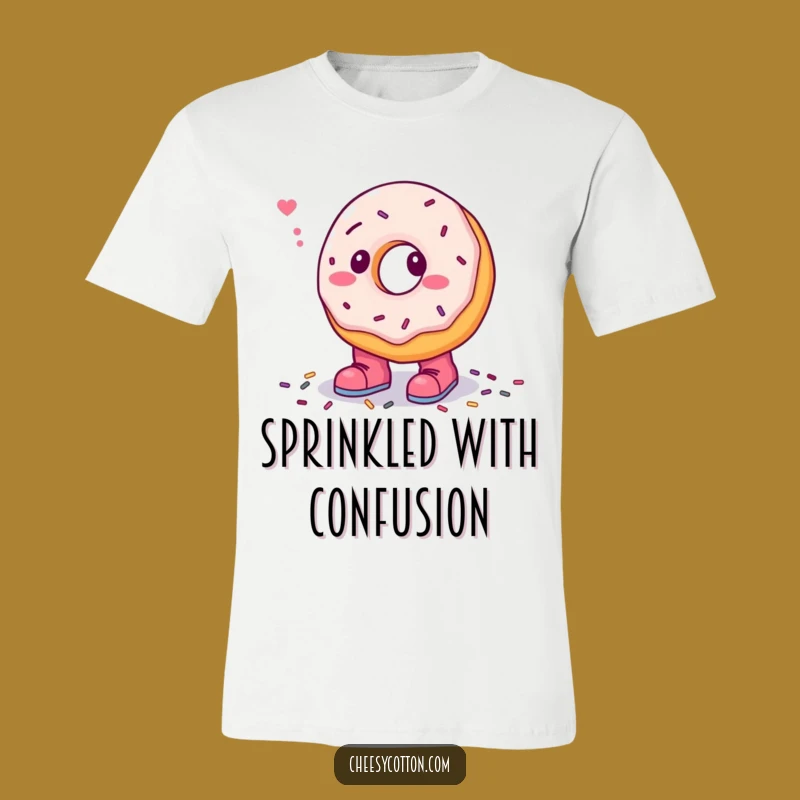 Funny Donut Sprinkle Step T-Shirt: Confused Character Tee Gift