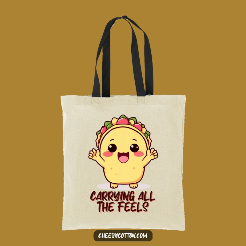 Funny Kawaii Taco Tote Bag: Carry Your Enthusiasm in this Cheerful Bag
