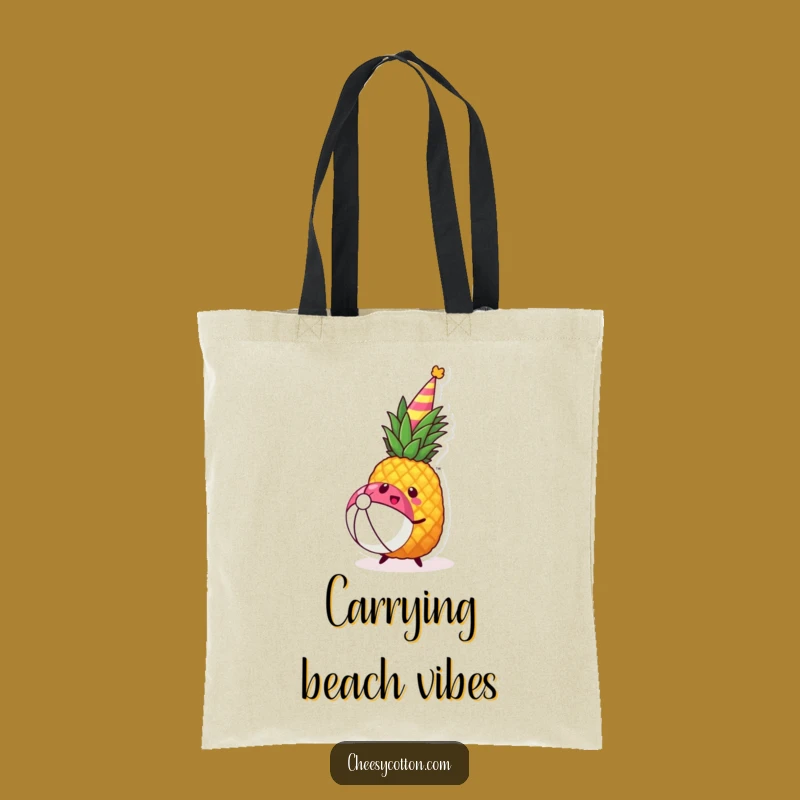 Funny Kawaii Pineapple Beach Tote Bag: Hilarious Gift for Sunny Adventures