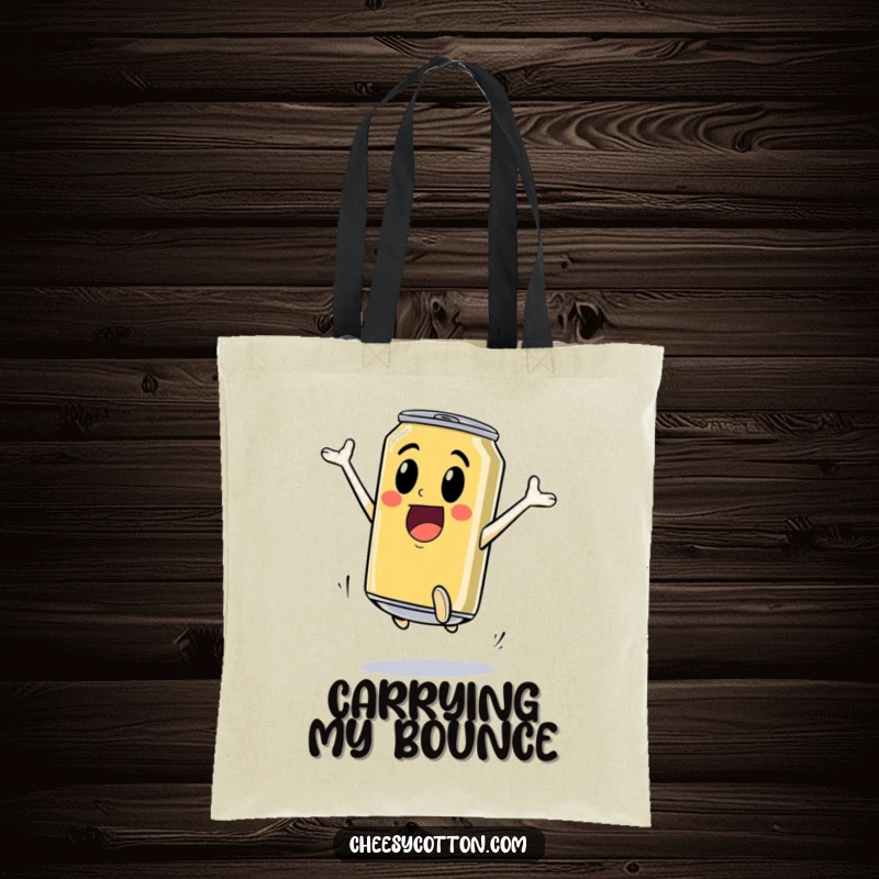 Funny Tote Bag: An excited soda can high-jumping brings dynamic, fizzy energy to this stylish and practical tote bag.