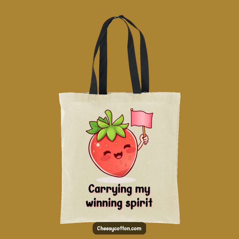 Funny Strawberry Flag Tote Bag: Cute Character Accessory for Everyday Joy