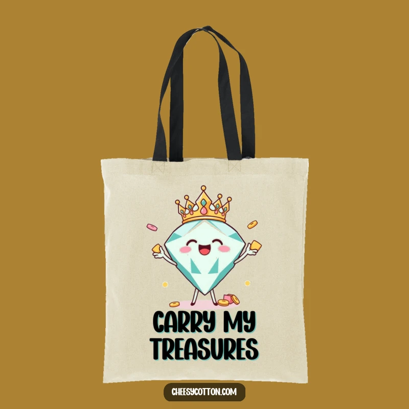 Funny Joyful Diamond Crown Tote Bag: Carry Your Treats with Hilarious Sparkle