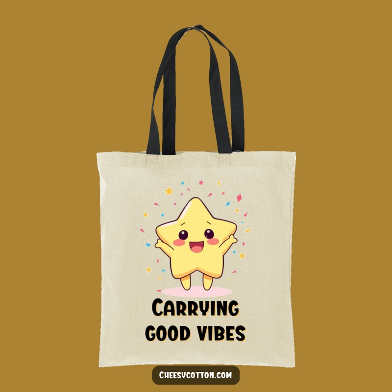 Funny Kawaii Star Confetti Tote Bag: Carry Your Festivities