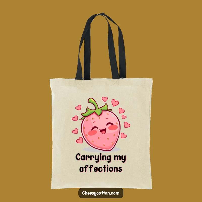 Funny Kawaii Strawberry Heart Tote Bag Carry Your Love Everywhere