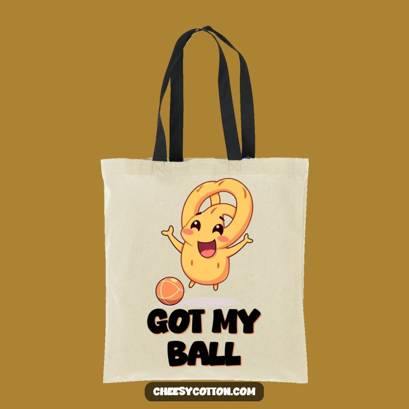 Funny Pretzel Market Tote: Joyful Ball Player Bag