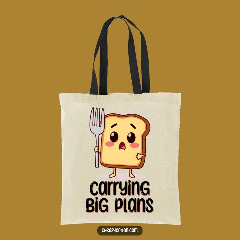 Funny Toast Fork Tote Bag: Carry Your Humor with This Breakfast Character
